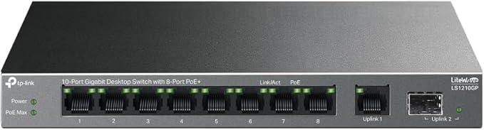 TP-LINK LS1210GP 10-Port Gigabit Desktop Switch with 8-Port PoE+,1× Gigabit SFP Port - الصورة 4