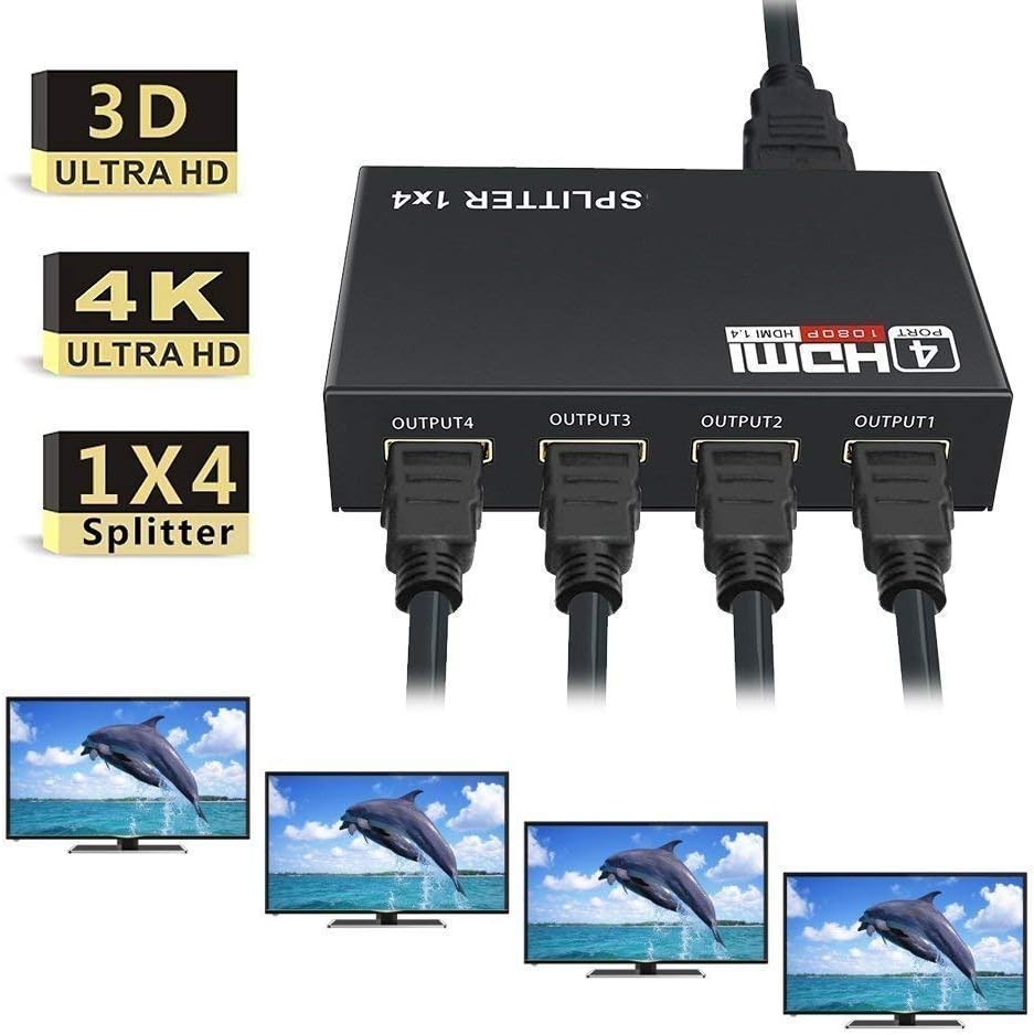 1080P 4 Way HD Hub 1x4 HDMI 3D Splitter Amplifier Switcher For HDTV PC SKY Xbox - الصورة 6