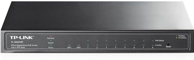 TP-Link TL-SG2210P 8-Port Gigabit Smart PoE Switch with 2 SFP Slots - Black
