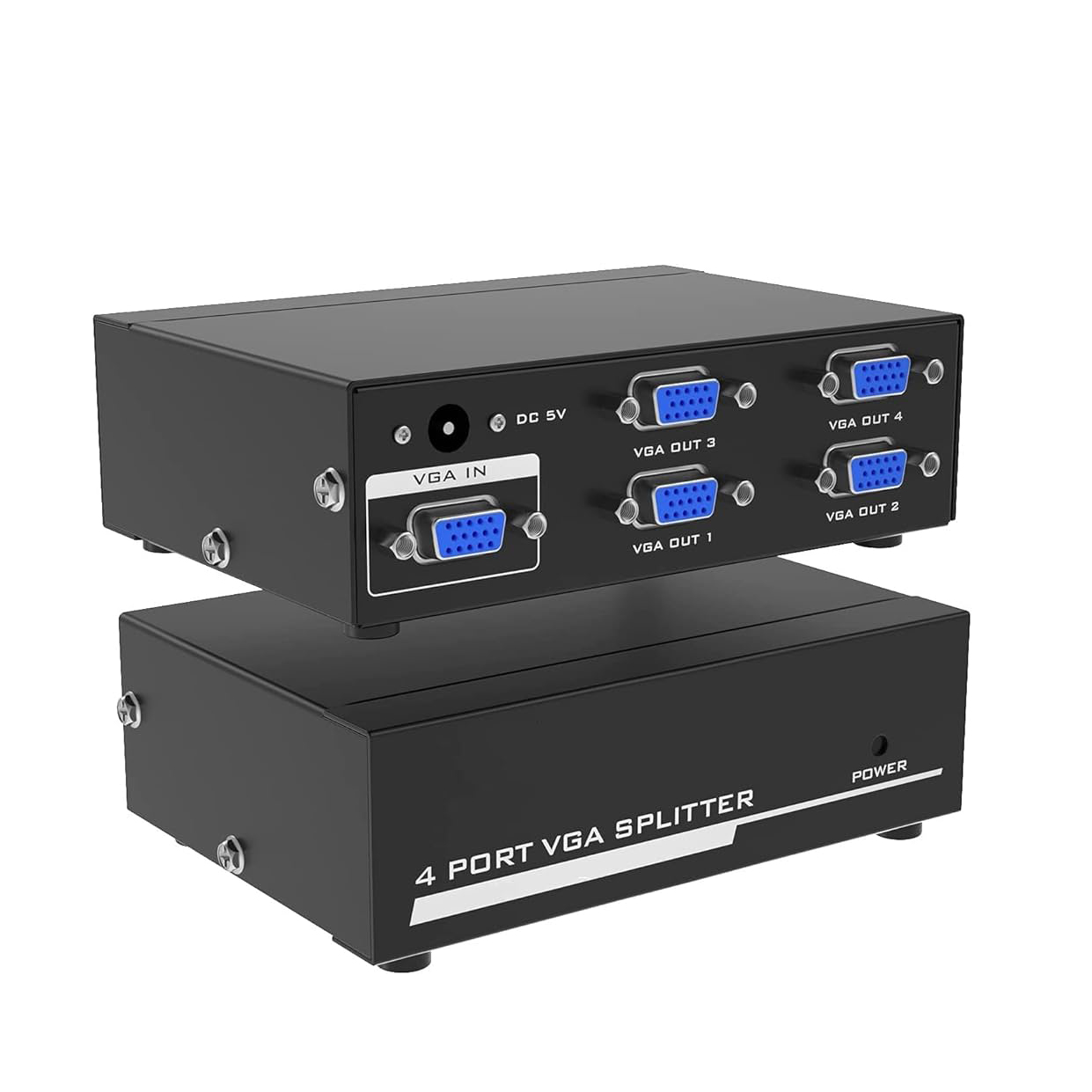4 in 1 Out 4 Port VGA Switch - Press Button Two Way Video Switch for PC TV Monitor - Black