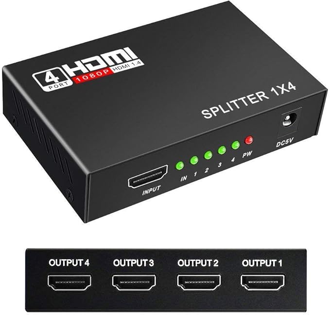 1080P 4 Way HD Hub 1x4 HDMI 3D Splitter Amplifier Switcher For HDTV PC SKY Xbox - الصورة 3