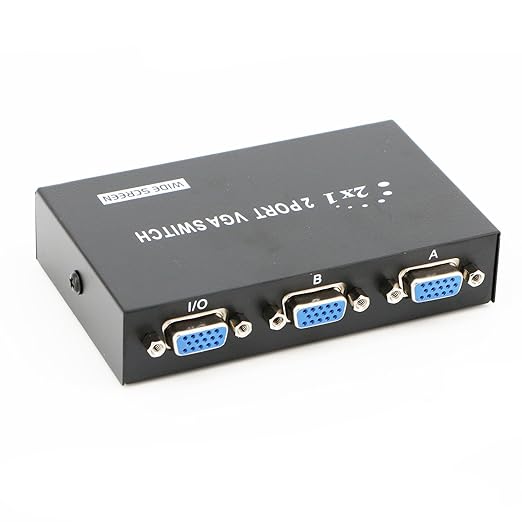 2 in 1 Out 2 Port VGA Switch - Press Button Two Way Video Switch for PC TV Monitor - Black