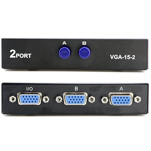 2 in 1 Out 2 Port VGA Switch - Press Button Two Way Video Switch for PC TV Monitor - Black - الصورة 6