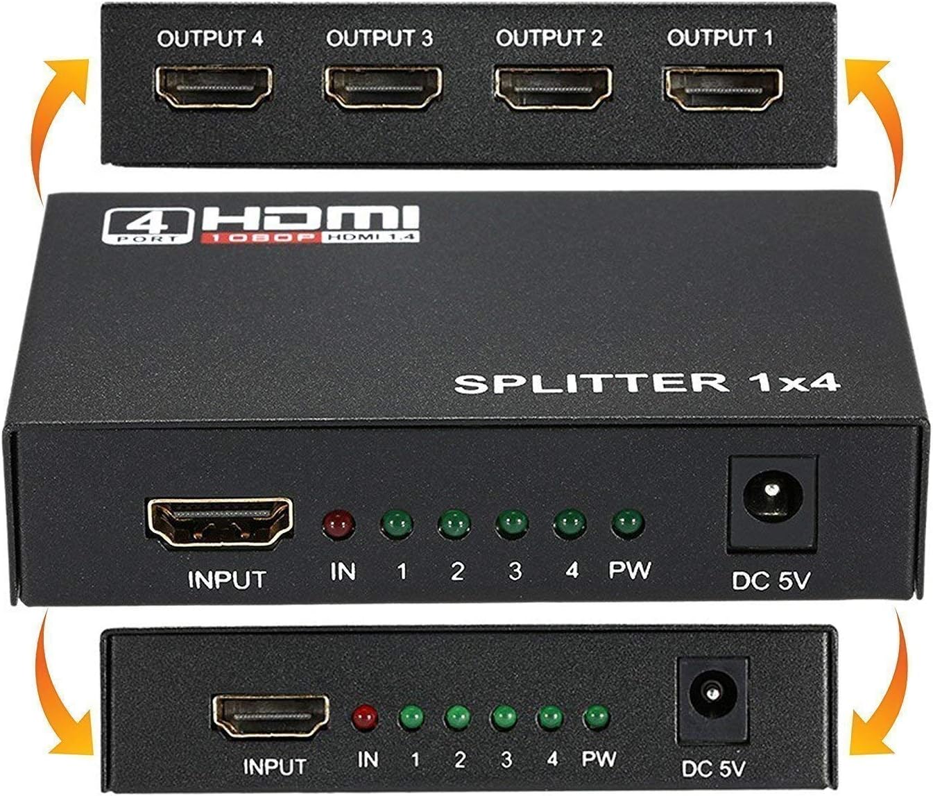 1080P 4 Way HD Hub 1x4 HDMI 3D Splitter Amplifier Switcher For HDTV PC SKY Xbox - الصورة 4