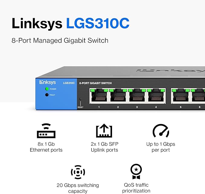 8-Port Managed Gigabit Ethernet Switch with 2 1G SFP Uplinks TAA Compliant LGS310C - الصورة 3